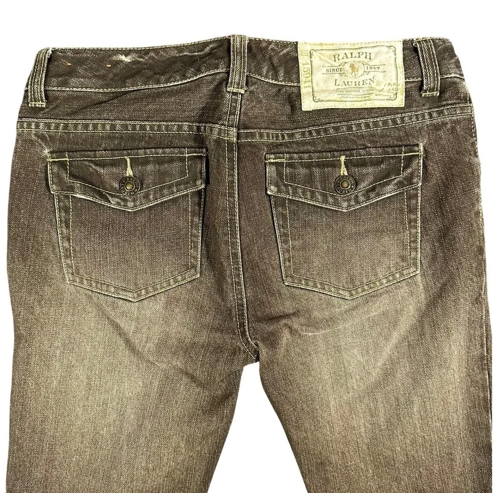 VTG Ralph Lauren Girls Brown Wash Jeans Size‎ 14 Straight Leg Denim Pants
